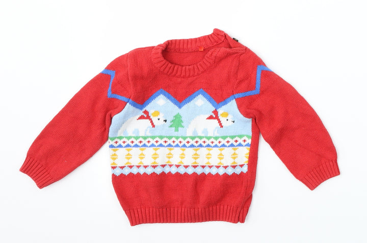 TU Baby Red   Pullover Jumper Size 6-9 Months  - polar bear
