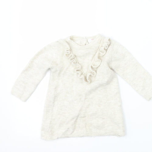 F&F Girls Beige  Knit Pullover Jumper Size 3-6 Months