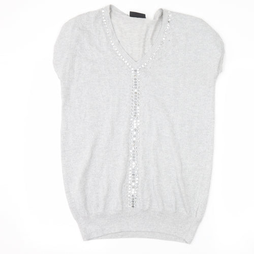 Wallis Womens Silver   Basic T-Shirt Size S
