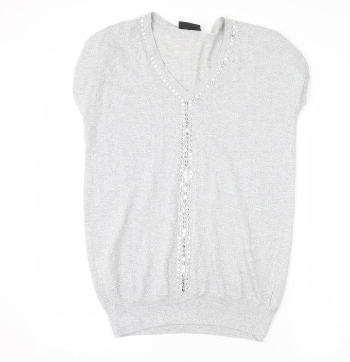 Wallis Womens Silver Basic T-Shirt Size S