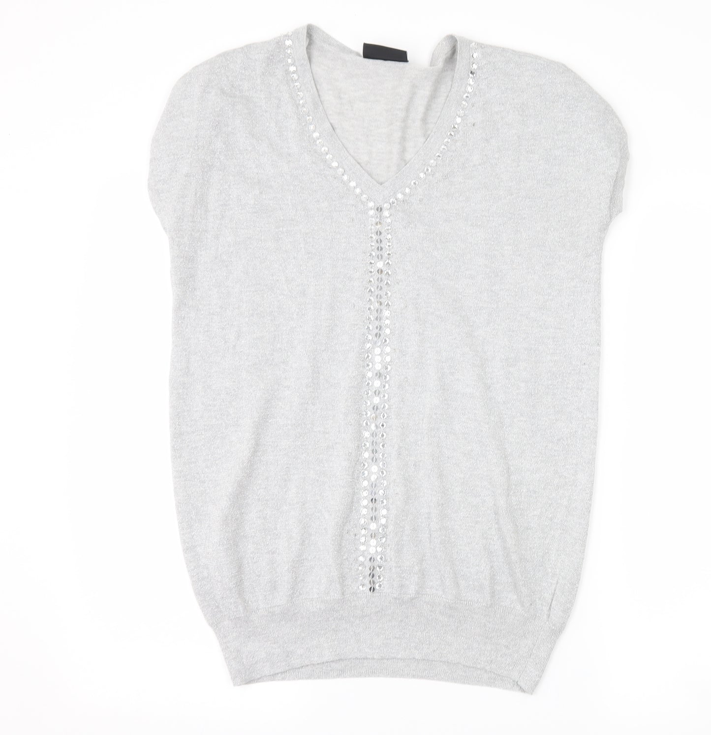 Wallis Womens Silver   Basic T-Shirt Size S