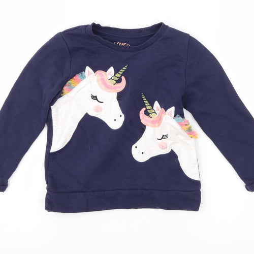 F&F Girls Blue   Pullover Sweatshirt Size 3-4 Years  - Unicorn