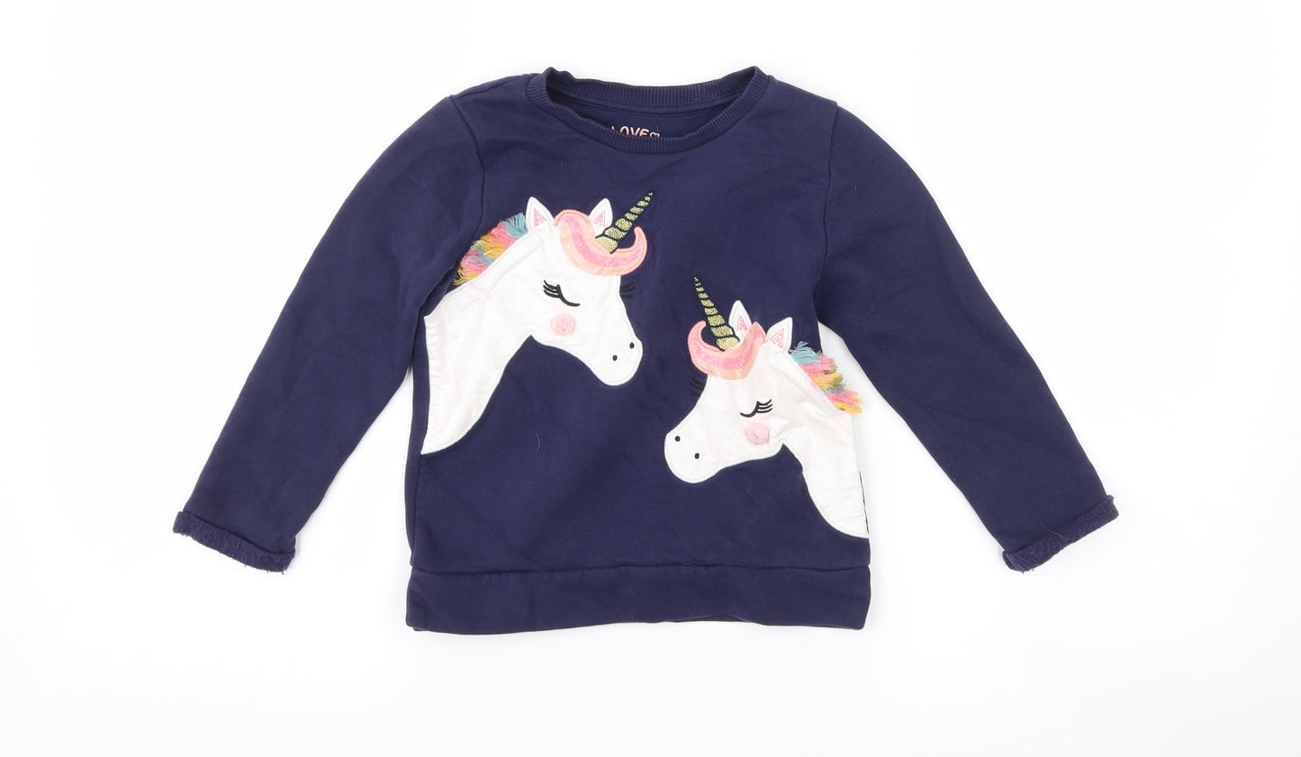 F&F Girls Blue   Pullover Sweatshirt Size 3-4 Years  - Unicorn