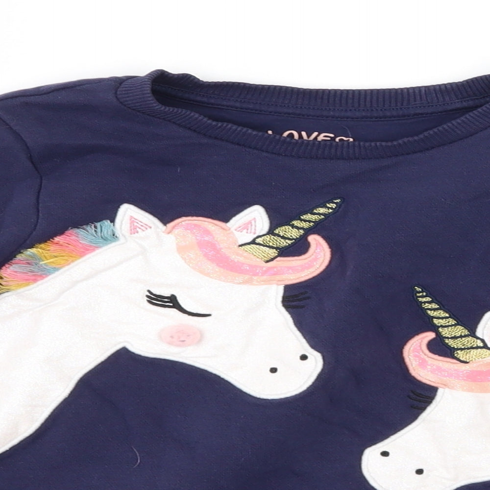 F&F Girls Blue   Pullover Sweatshirt Size 3-4 Years  - Unicorn