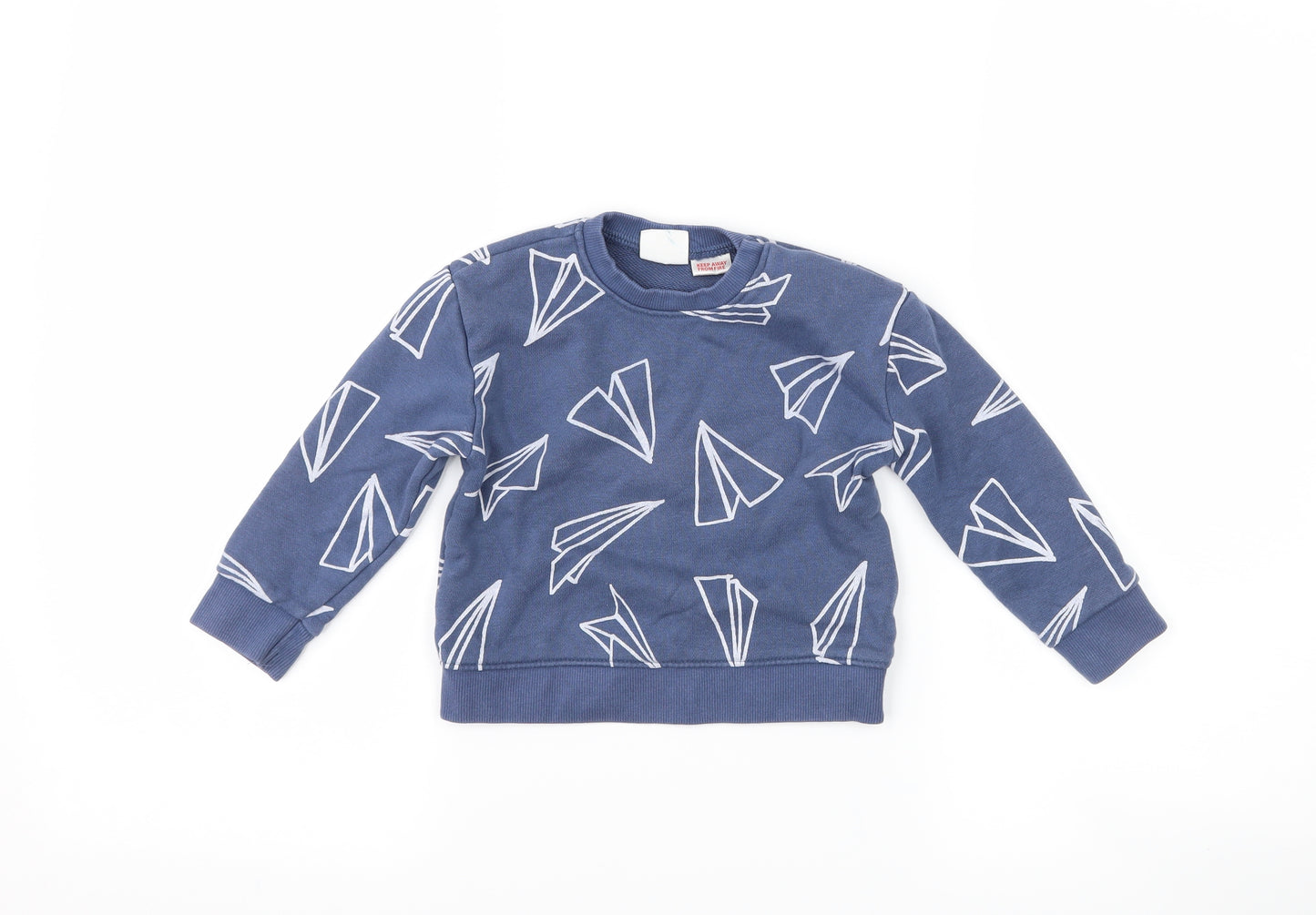 Zara Baby Blue   Pullover Jumper Size 12-18 Months  - paper airplane
