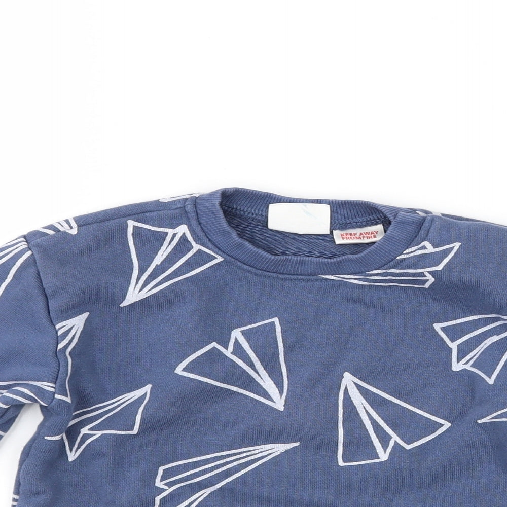 Zara Baby Blue   Pullover Jumper Size 12-18 Months  - paper airplane