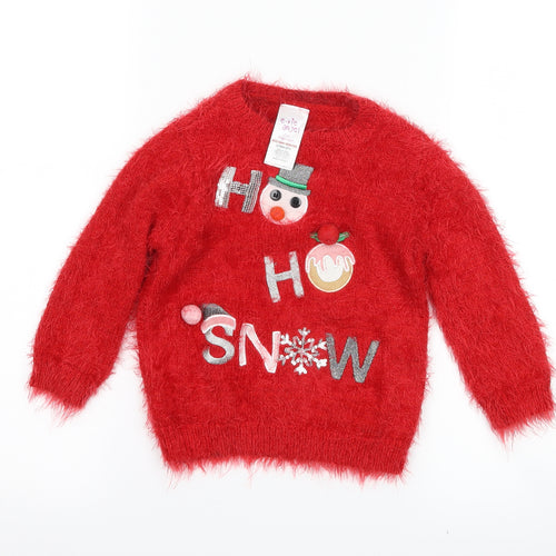 Evie Girls Red   Pullover Jumper Size 2 Years  - christmas