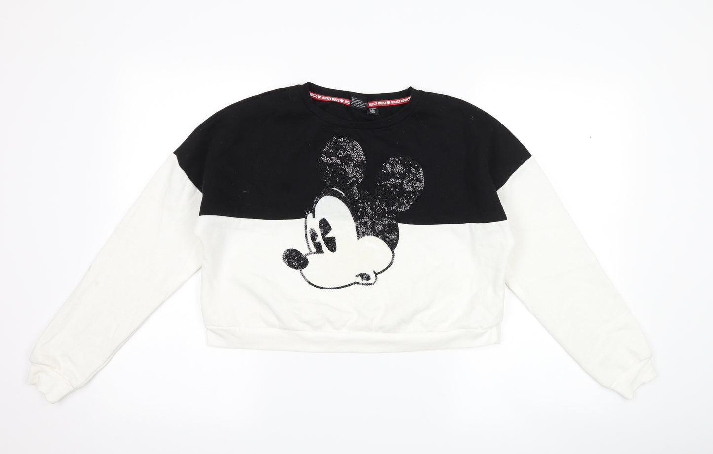 Primark Girls White Striped  Pullover Sweatshirt Size 11-12 Years  - Disney Mickey Mouse