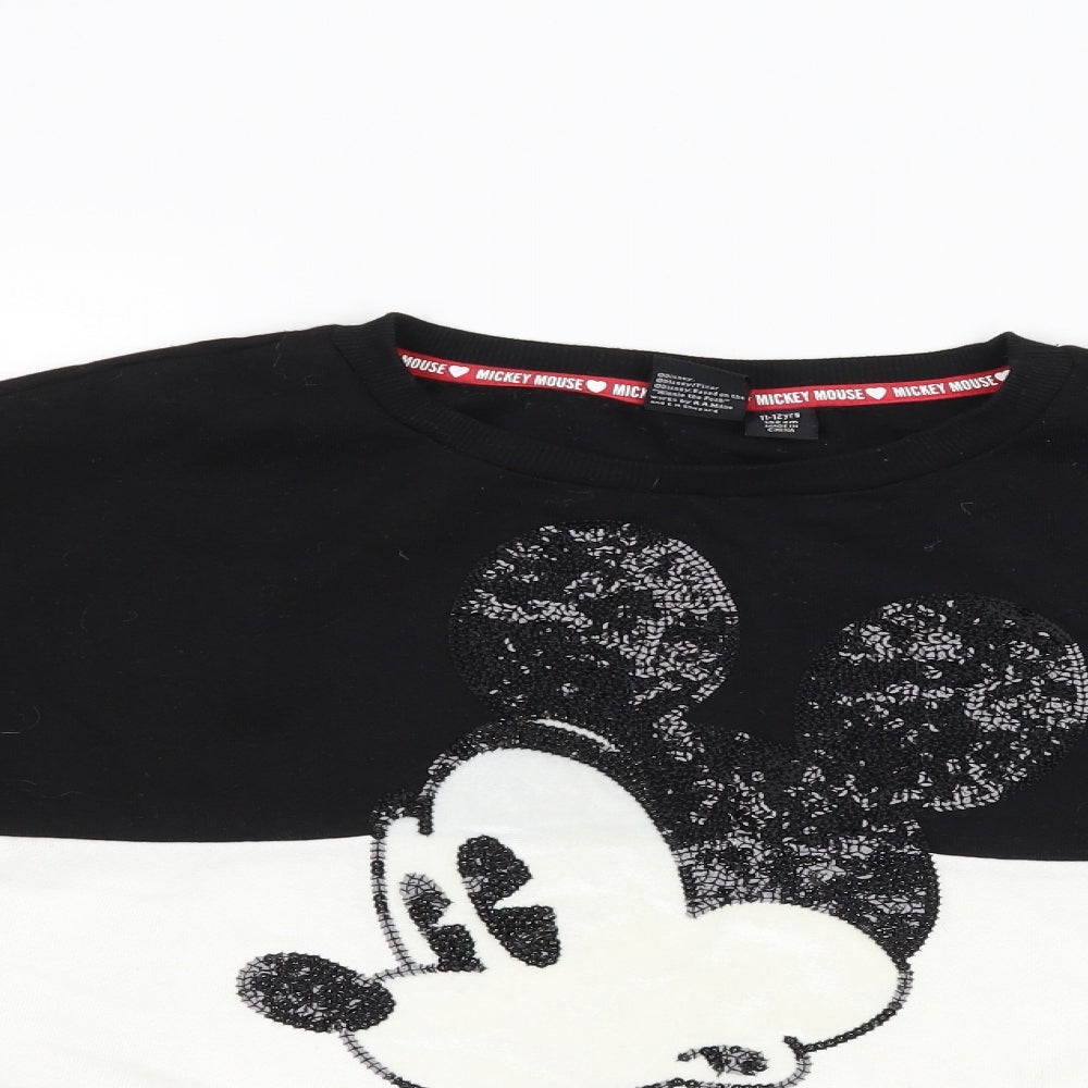Primark Girls White Striped  Pullover Sweatshirt Size 11-12 Years  - Disney Mickey Mouse