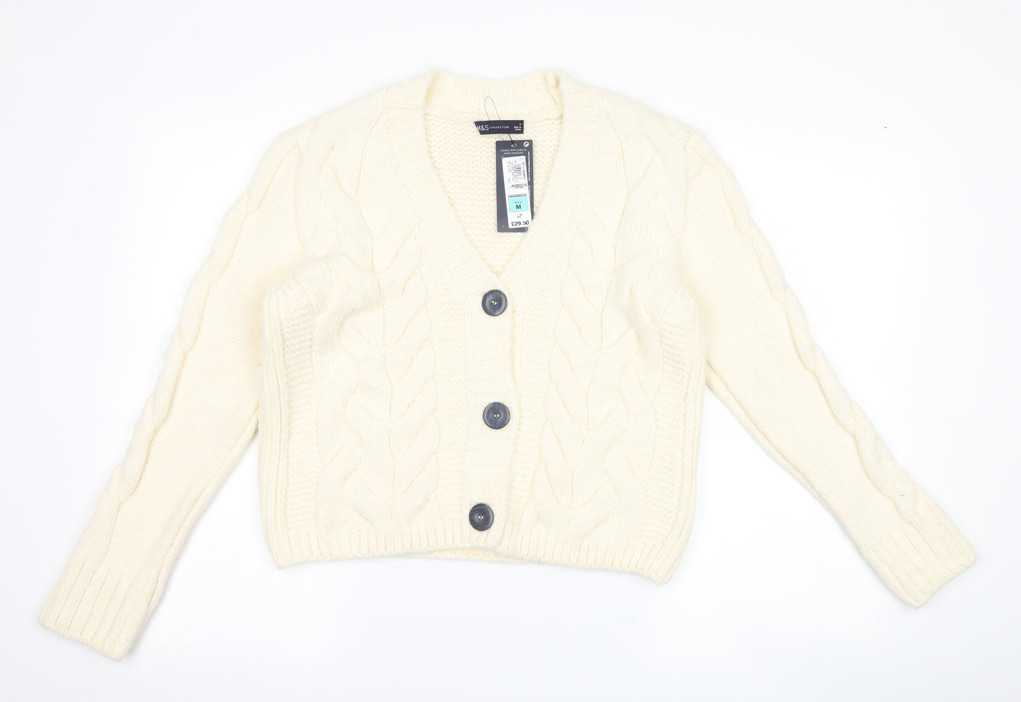 Marks and Spencer Womens Ivory   Cardigan Jumper Size M