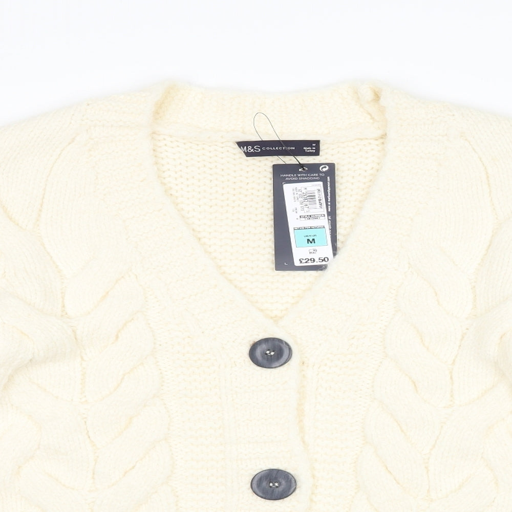Marks and Spencer Womens Ivory   Cardigan Jumper Size M