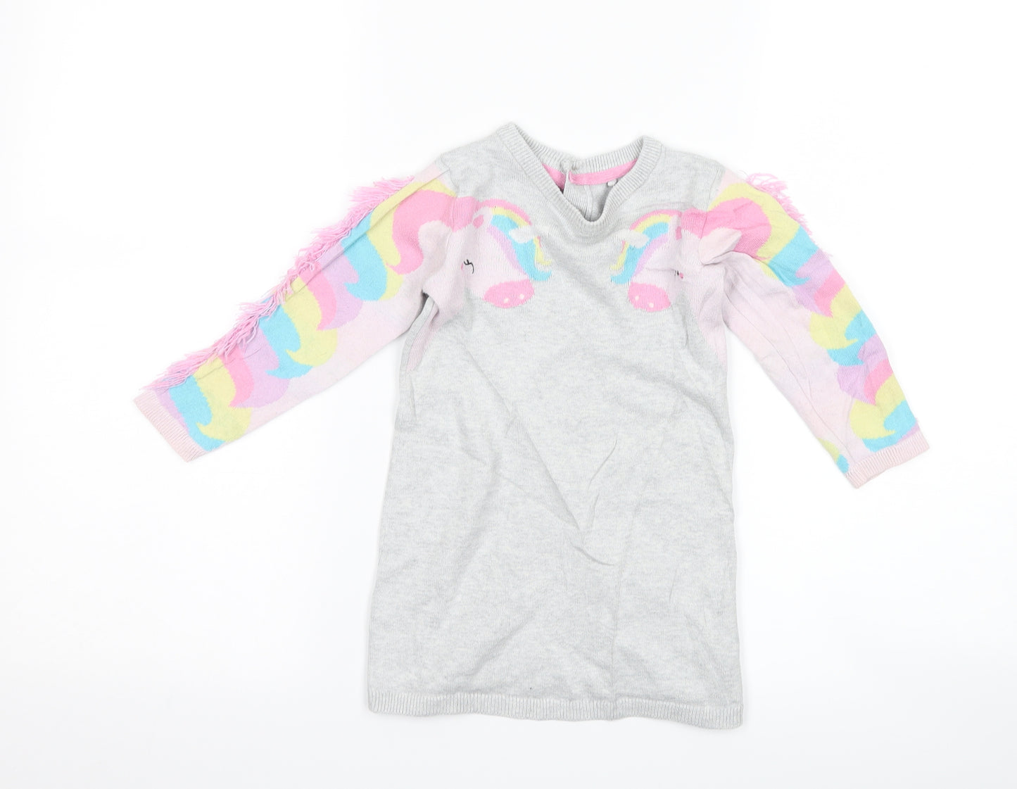 TU Girls Grey   Jumper Dress  Size 12-18 Months  - Unicorn