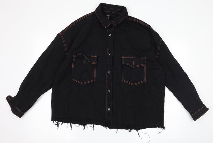 Missguided Womens Black  Denim Jacket  Size 8