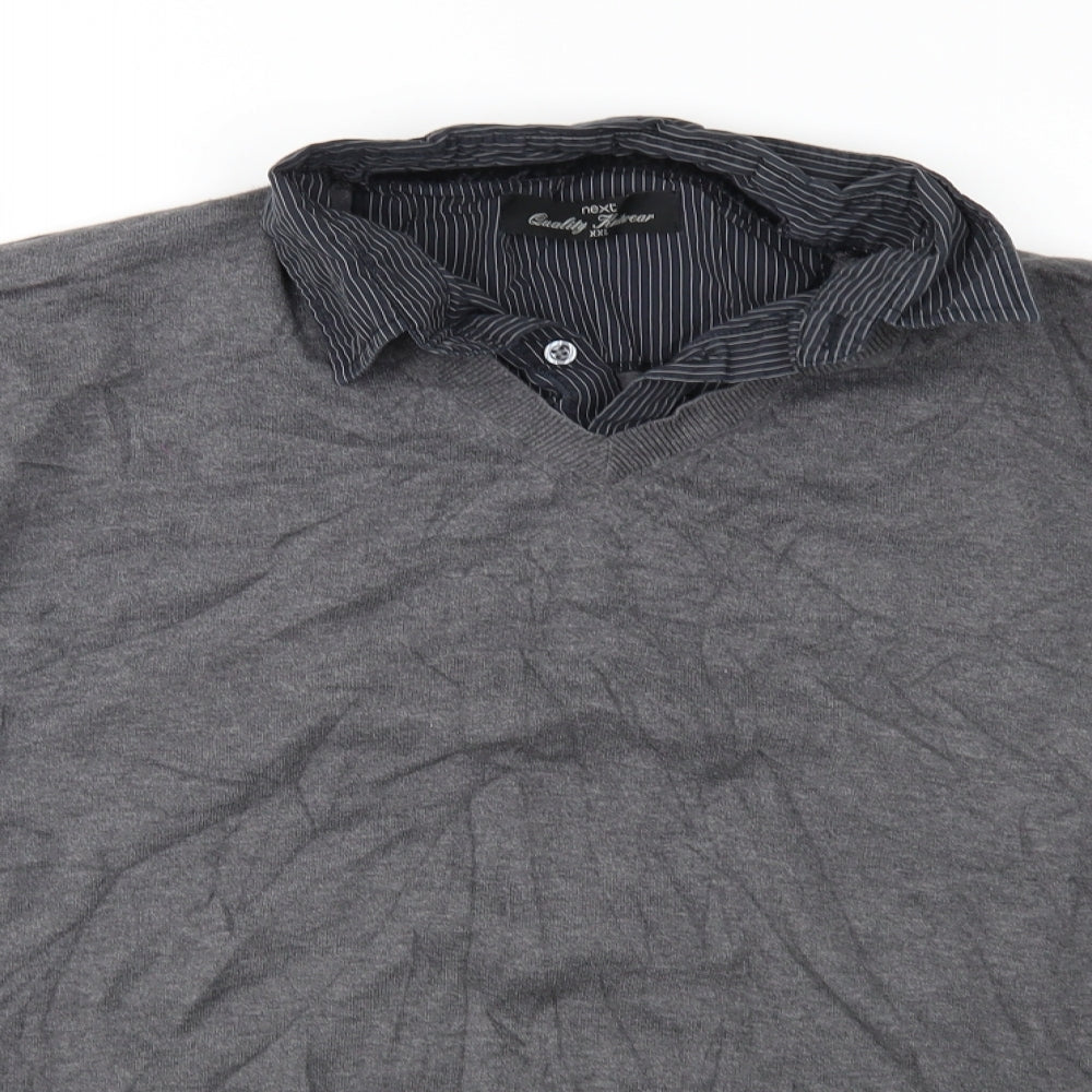 NEXT Mens Grey  Knit Pullover Jumper Size 2XL