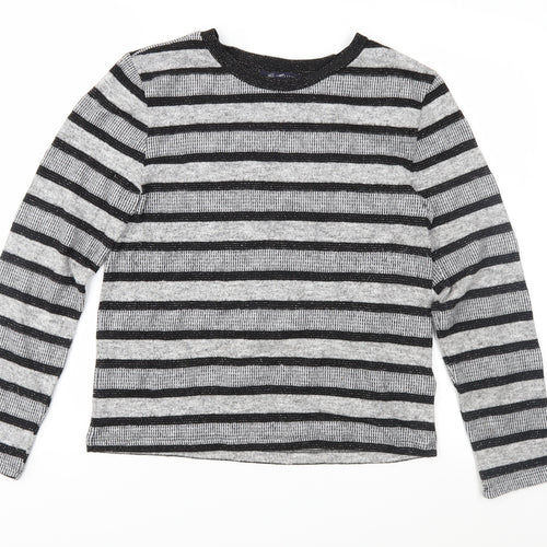 Marks and Spencer Womens Grey Striped Knit Pullover Jumper Size 14