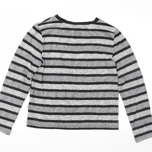 Marks and Spencer Womens Grey Striped Knit Pullover Jumper Size 14