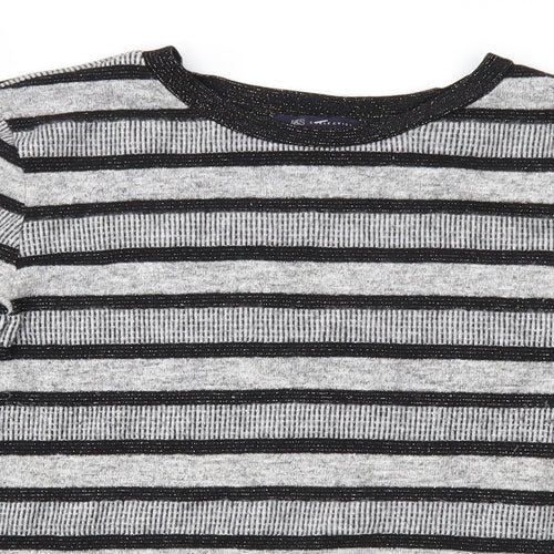 Marks and Spencer Womens Grey Striped Knit Pullover Jumper Size 14