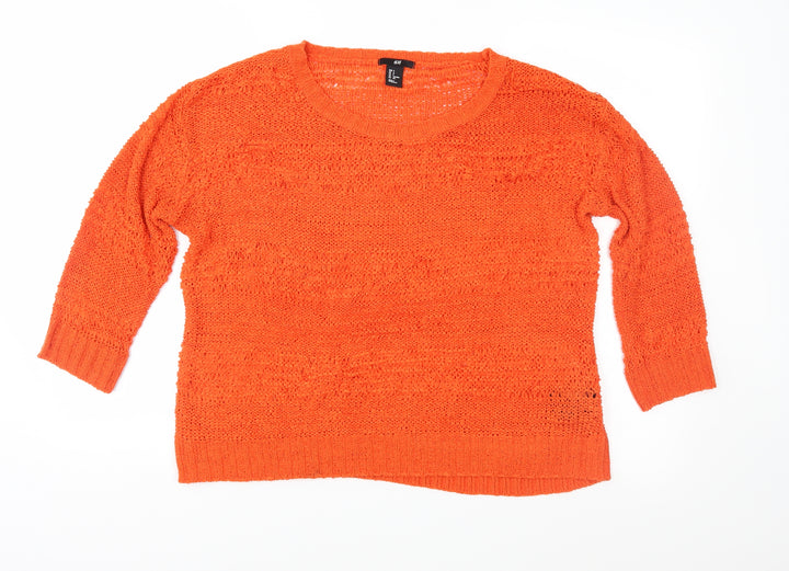 H&M Womens Red Knit Pullover Jumper Size S