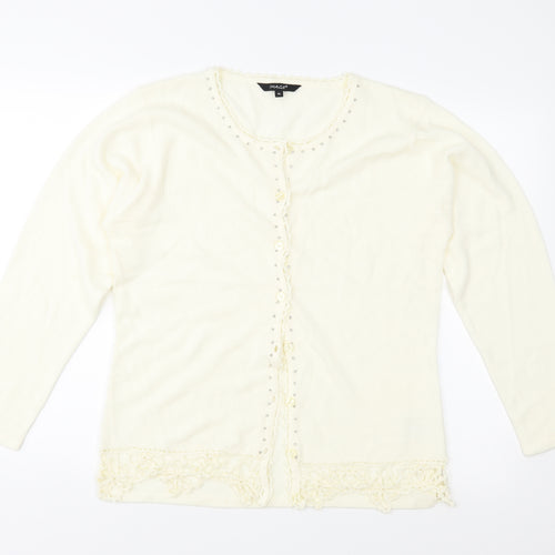 Image Womens Ivory  Knit Cardigan Jumper Size XL