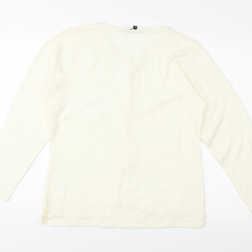Image Womens Ivory  Knit Cardigan Jumper Size XL