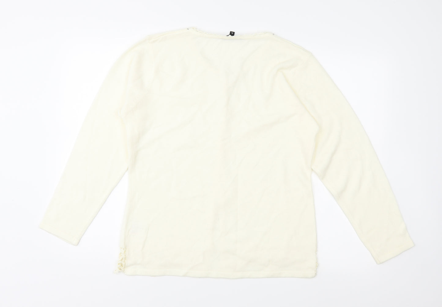 Image Womens Ivory  Knit Cardigan Jumper Size XL