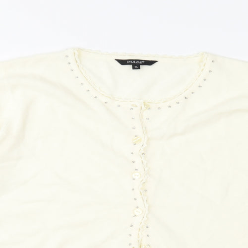 Image Womens Ivory  Knit Cardigan Jumper Size XL