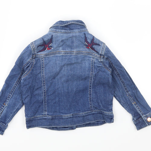 F&F Girls Black Floral Denim Jacket  Size 2-3 Years