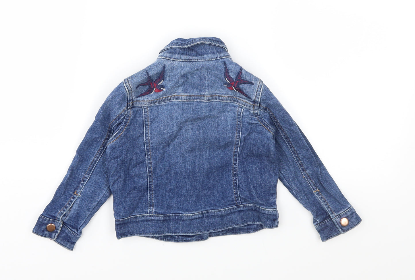 F&F Girls Black Floral Denim Jacket  Size 2-3 Years