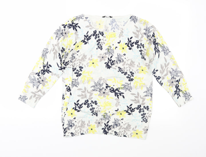 M&Co Womens Multicoloured Floral Knit Pullover Jumper Size 12