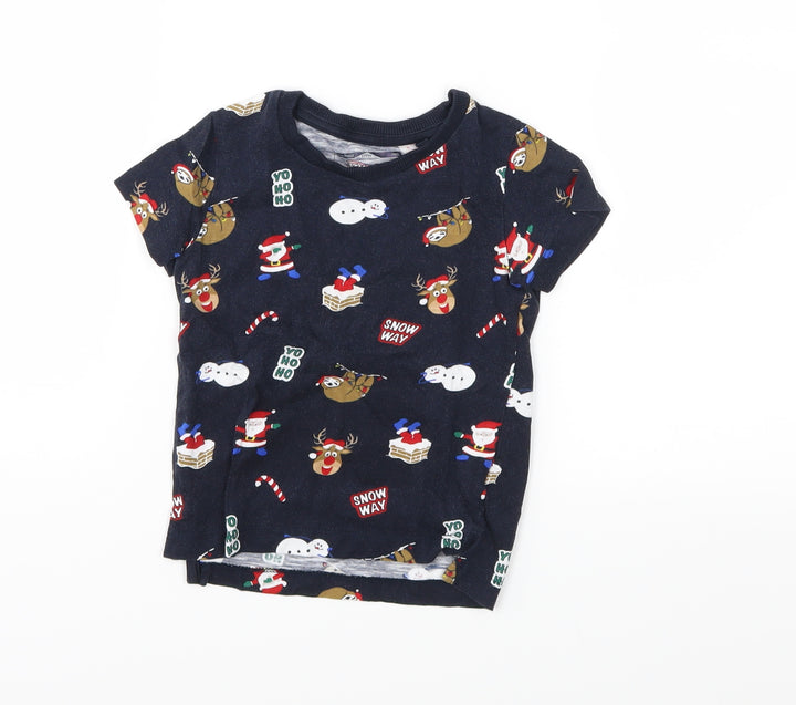 NEXT Baby Blue Geometric Jersey Basic T-Shirt Size 12-18 Months - Xmas