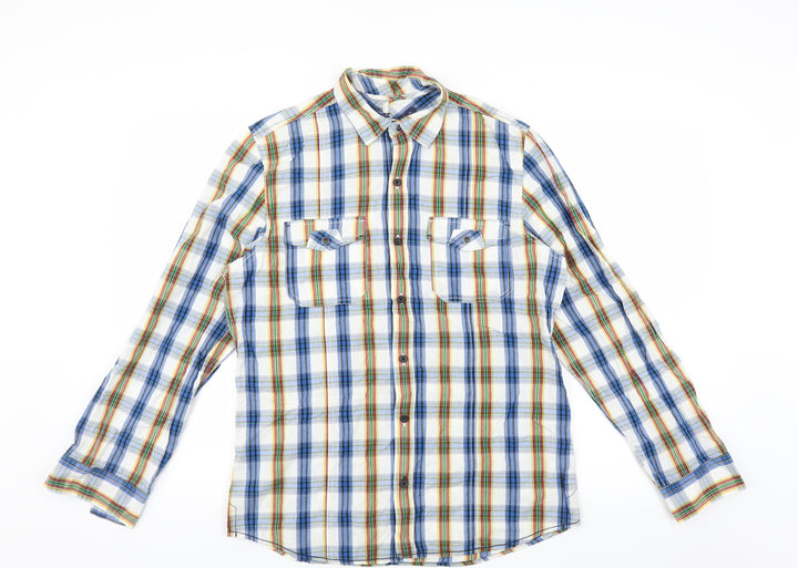 Cherokee Mens Multicoloured Check   Button-Up Size S