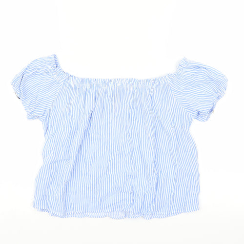 Divided by H&M Womens Blue Striped  Basic Blouse Size 6