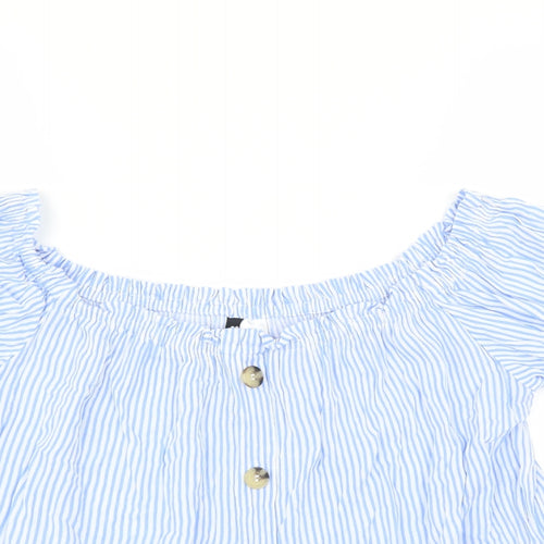 Divided by H&M Womens Blue Striped  Basic Blouse Size 6