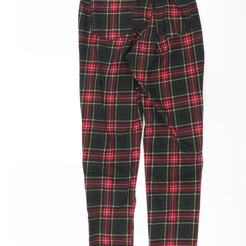 Divided by H&M Womens Black Plaid Denim Straight Jeans Size 12 L28 in - Distressed hem
