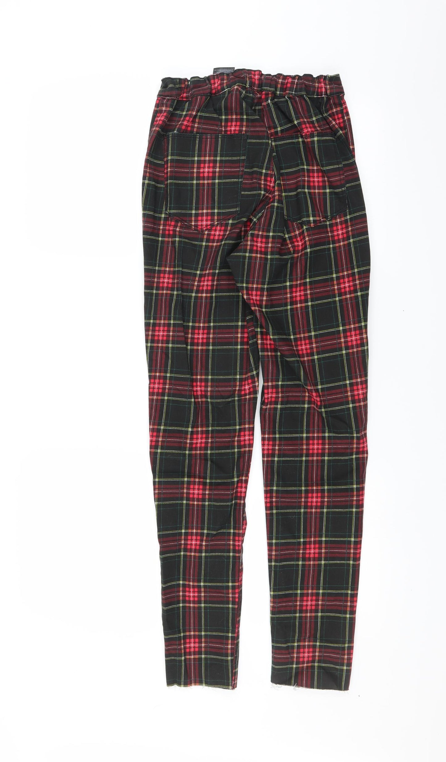 Divided by H&M Womens Black Plaid Denim Straight Jeans Size 12 L28 in - Distressed hem