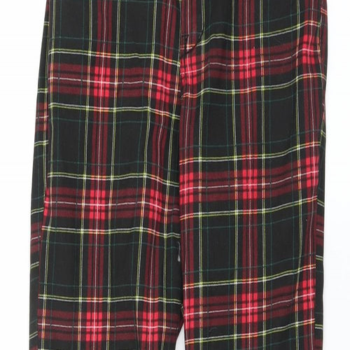 Divided by H&M Womens Black Plaid Denim Straight Jeans Size 12 L28 in - Distressed hem