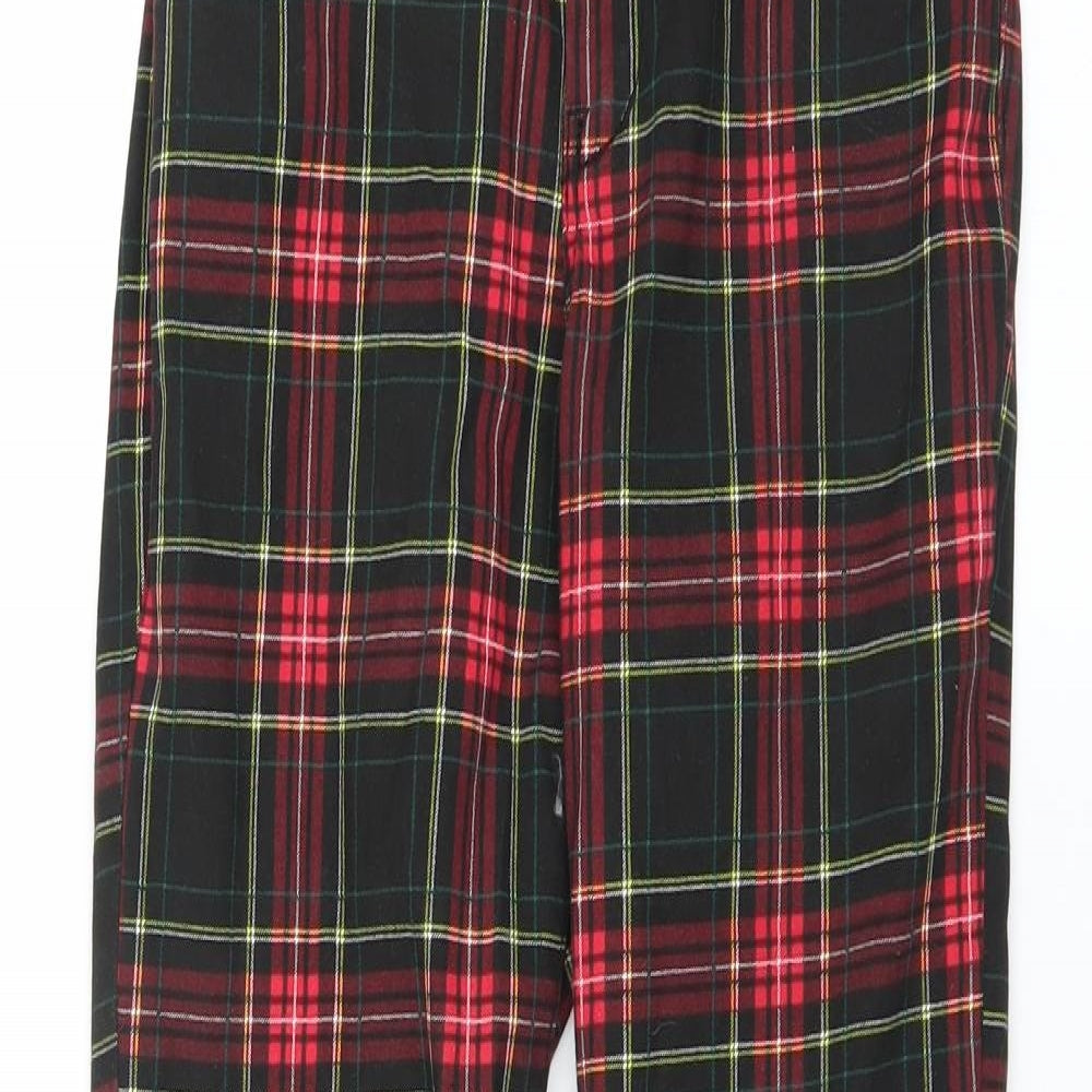 Divided by H&M Womens Black Plaid Denim Straight Jeans Size 12 L28 in - Distressed hem