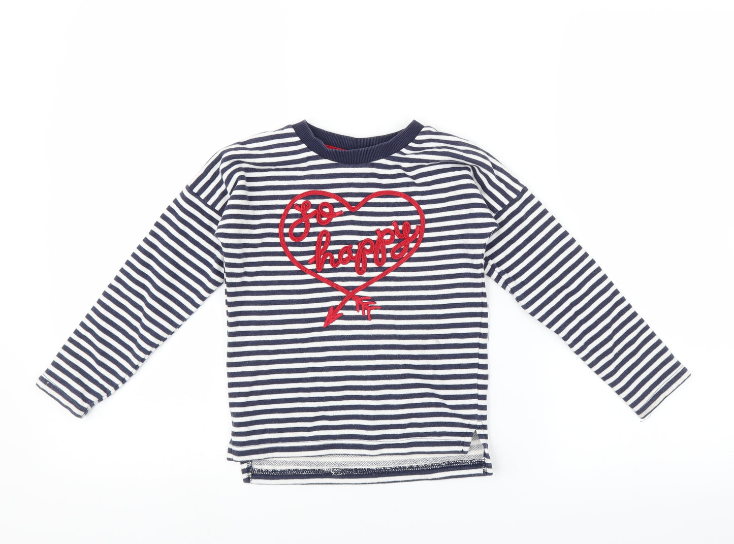 Sainsburys Boys Blue Striped  Pullover Sweatshirt Size 6 Years  - so happy