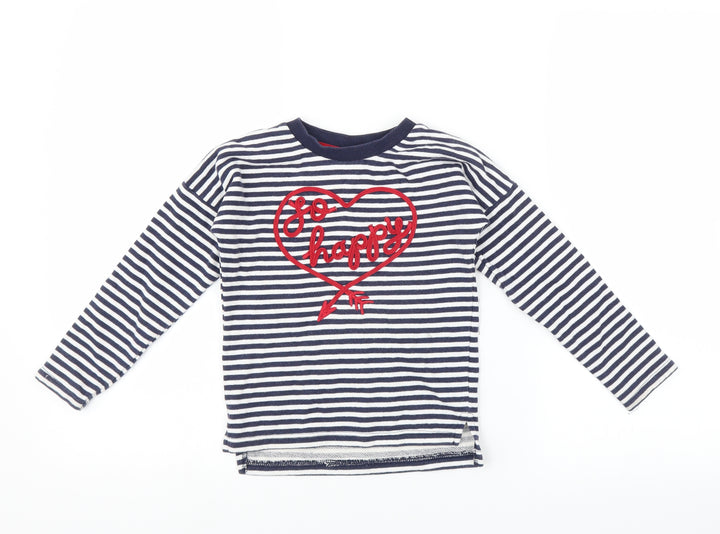 Sainsburys Boys Blue Striped  Pullover Sweatshirt Size 6 Years  - so happy