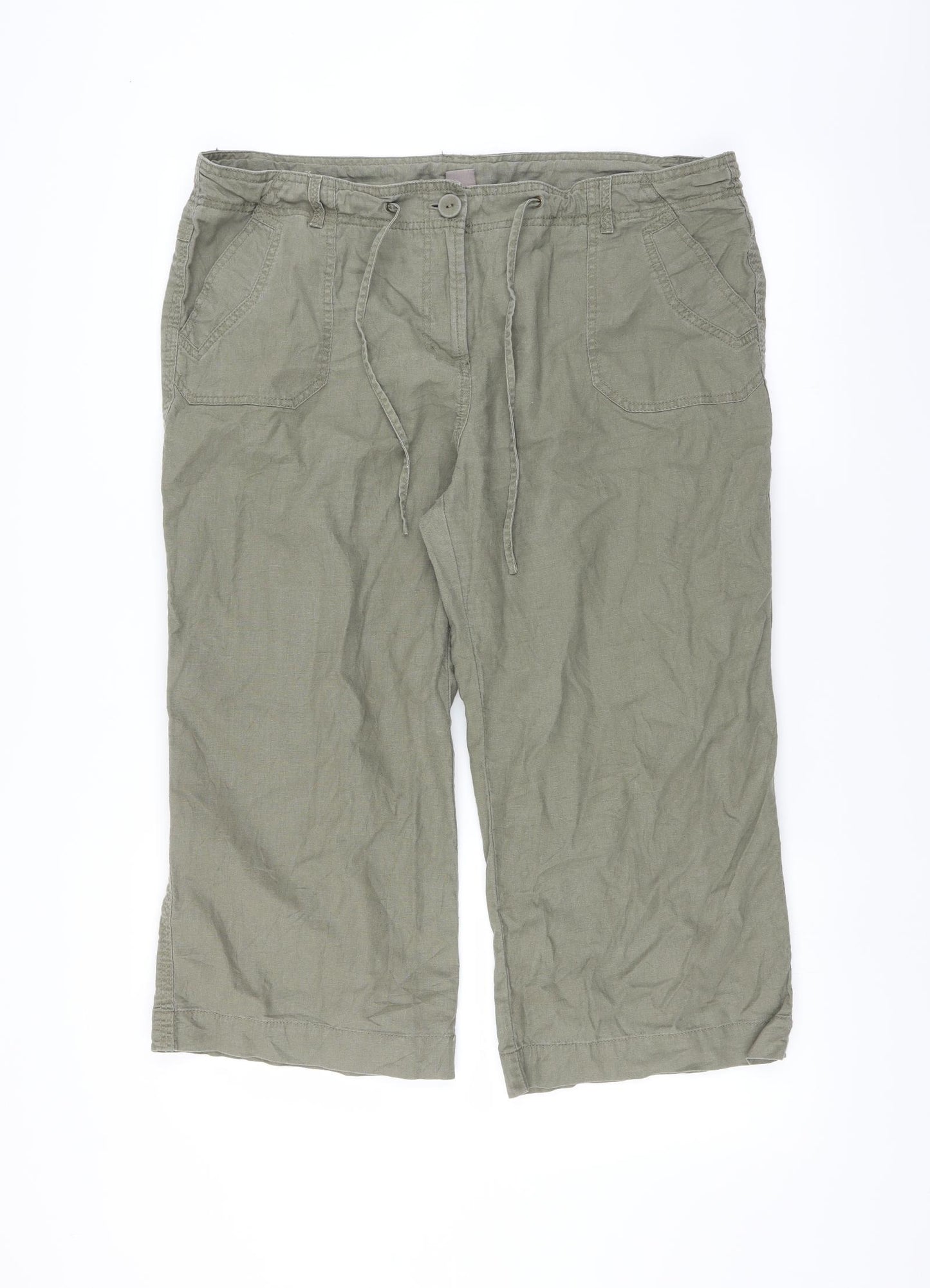 Sainsburys Womens Green   Cropped Trousers Size 18 L21 in