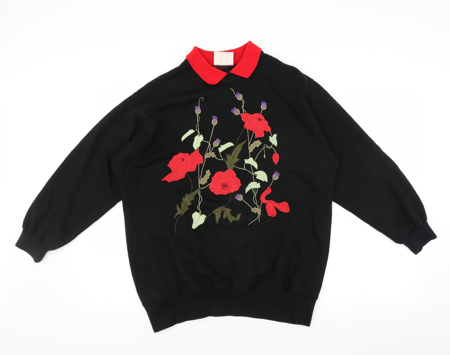 the onion skins Womens Black   Pullover Jumper Size M  - Floral embroidery