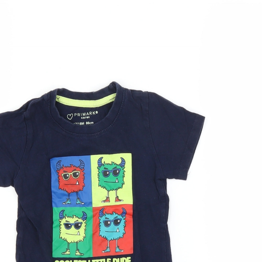 Primark Boys Blue   Basic T-Shirt Size 12-18 Months  - coolest little dude