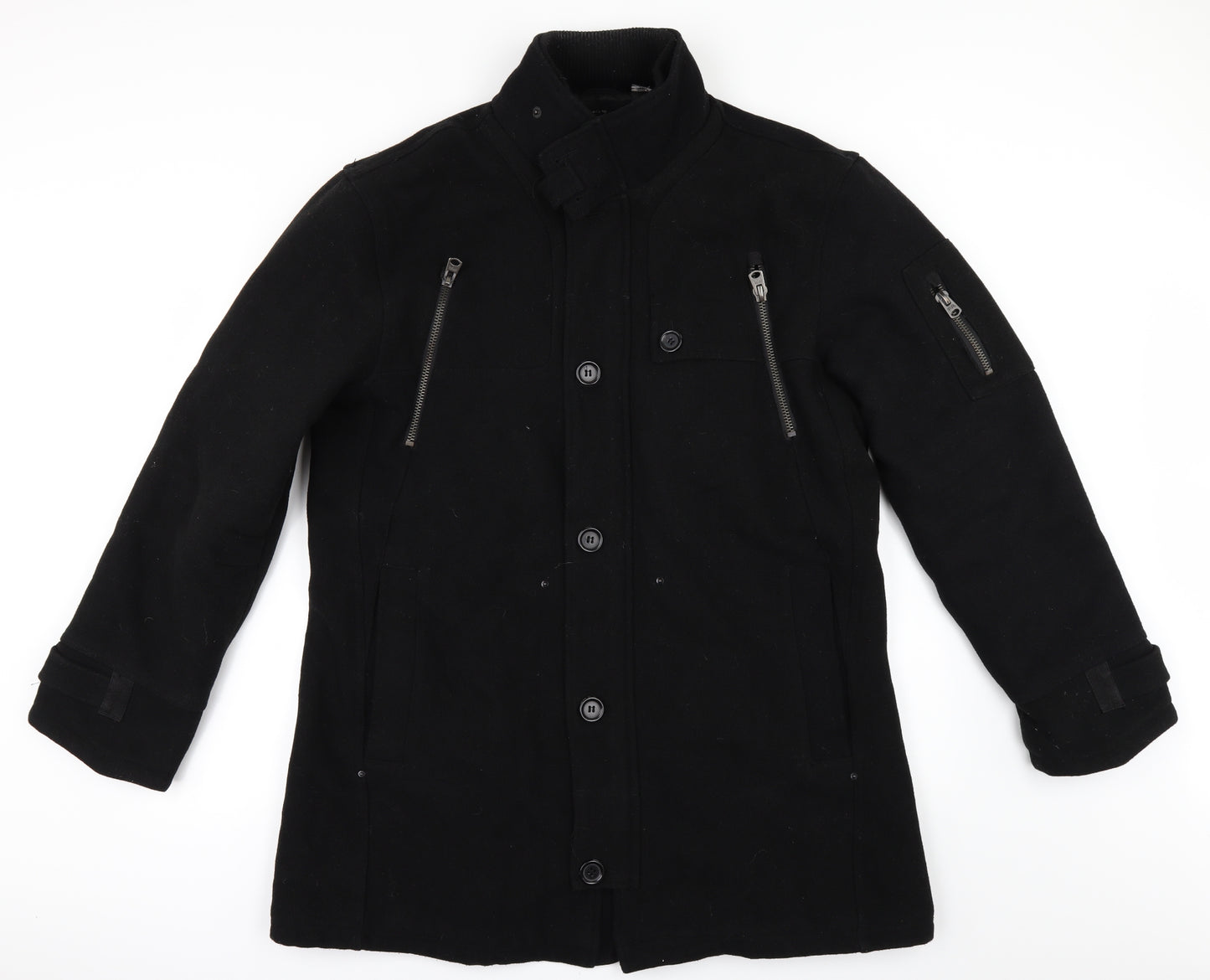 Preworn Mens Black   Motorcycle Jacket Coat Size XL