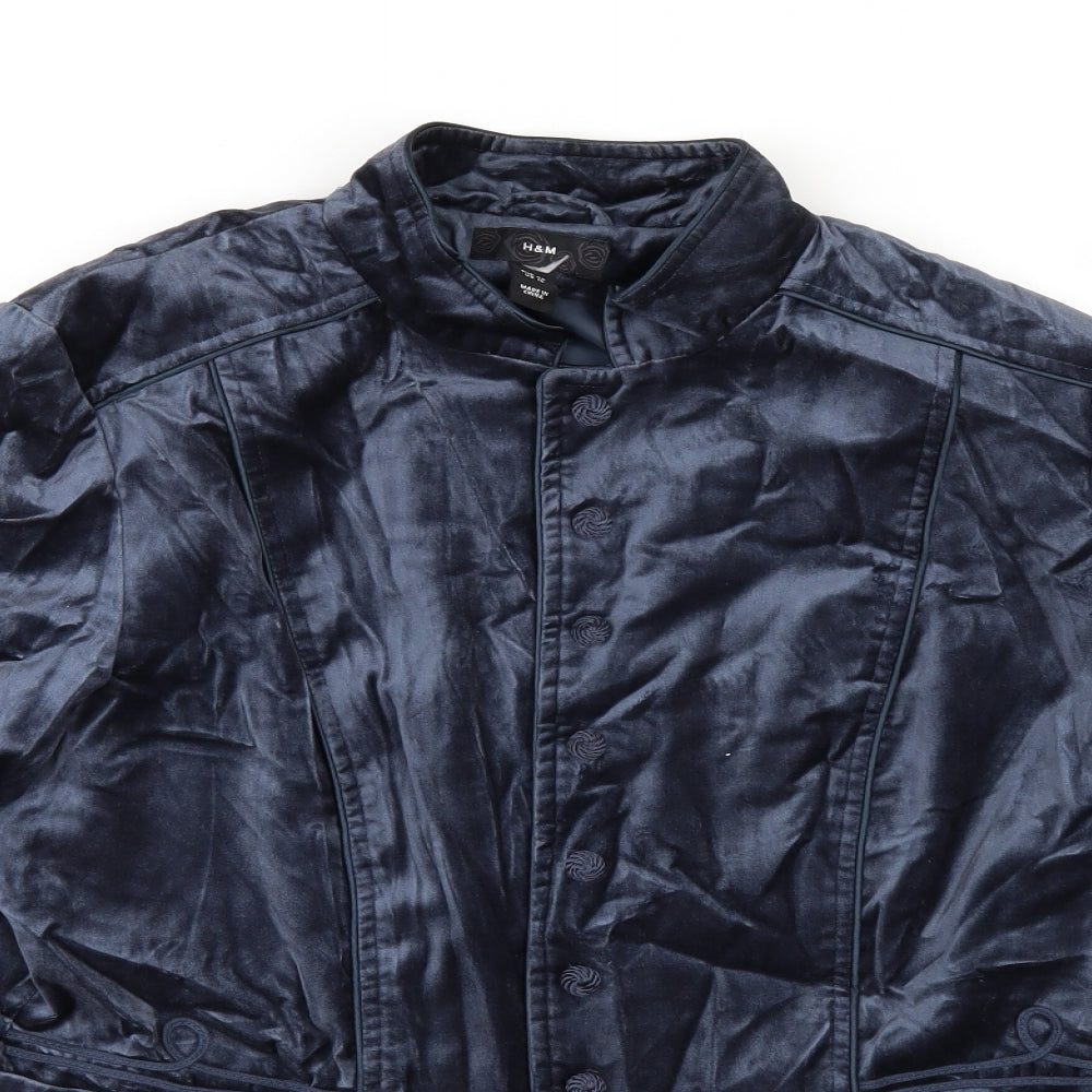 H&M Womens Blue  Velour Jacket  Size 18