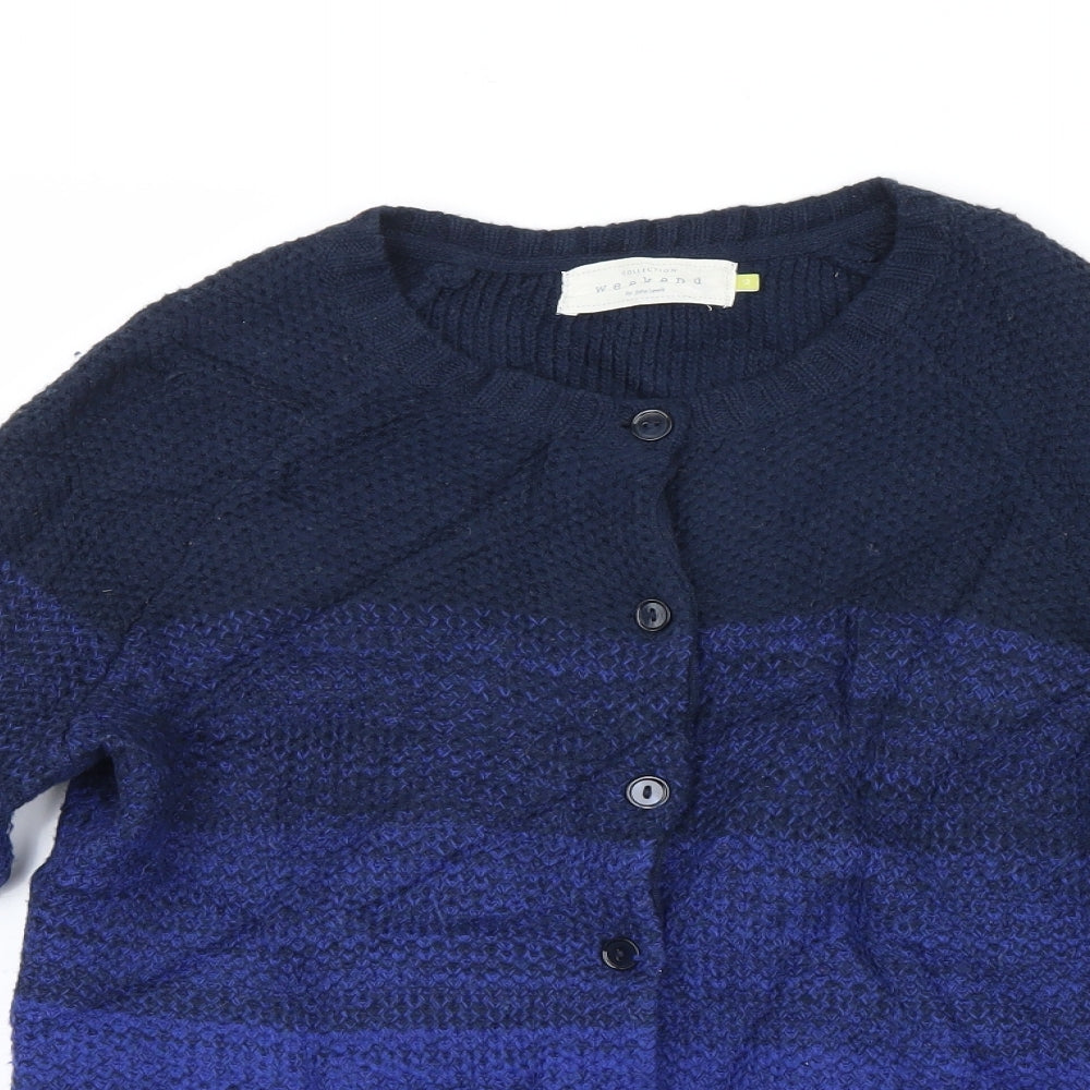 John Lewis Womens Blue  Knit Cardigan Jumper Size 12