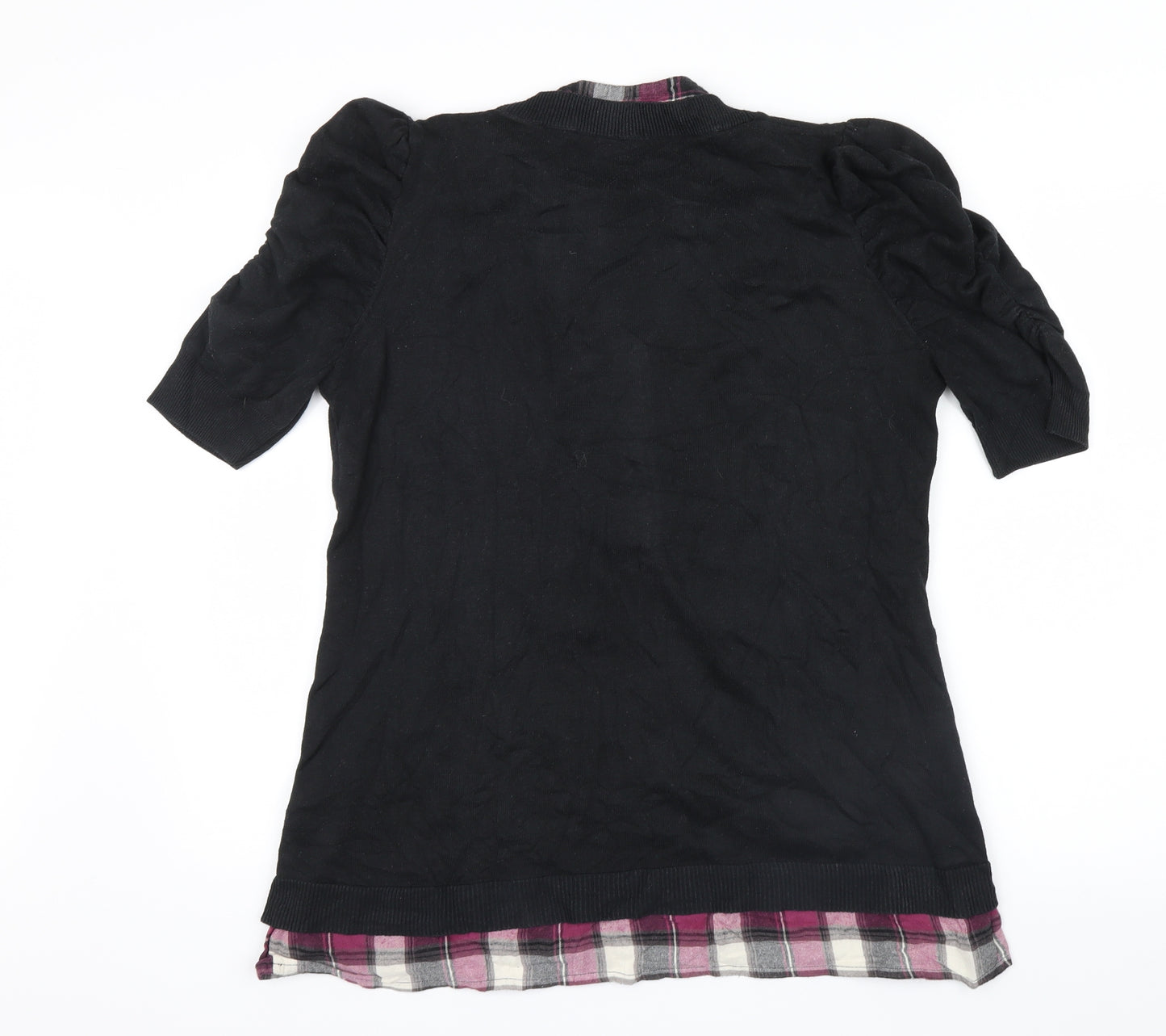 Papaya Womens Black Geometric Knit Cardigan Jumper Size 16  - Top and cardigan in one