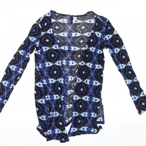 Divided by H&M Womens Blue Geometric Knit Cardigan Jumper Size 6