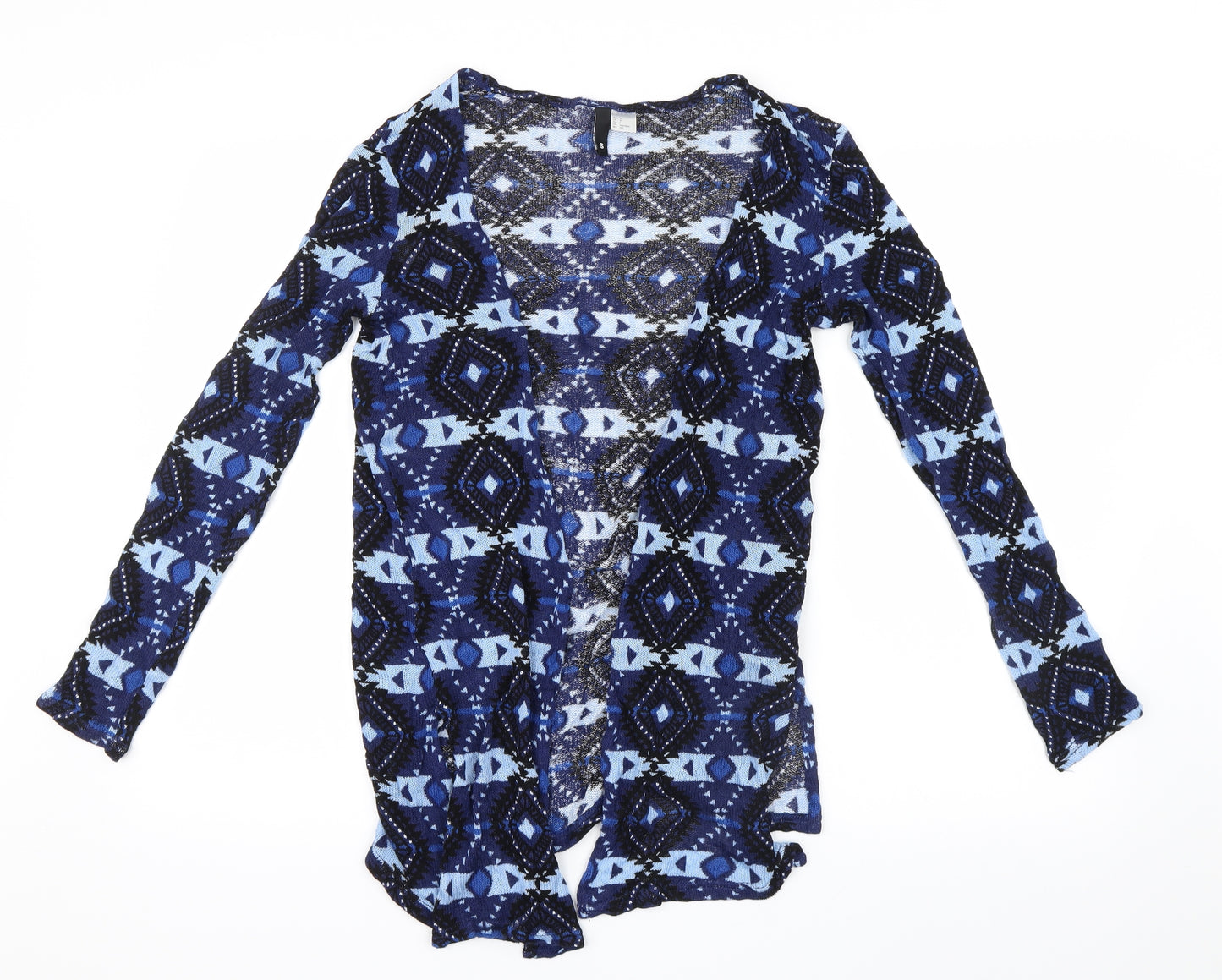 Divided by H&M Womens Blue Geometric Knit Cardigan Jumper Size 6