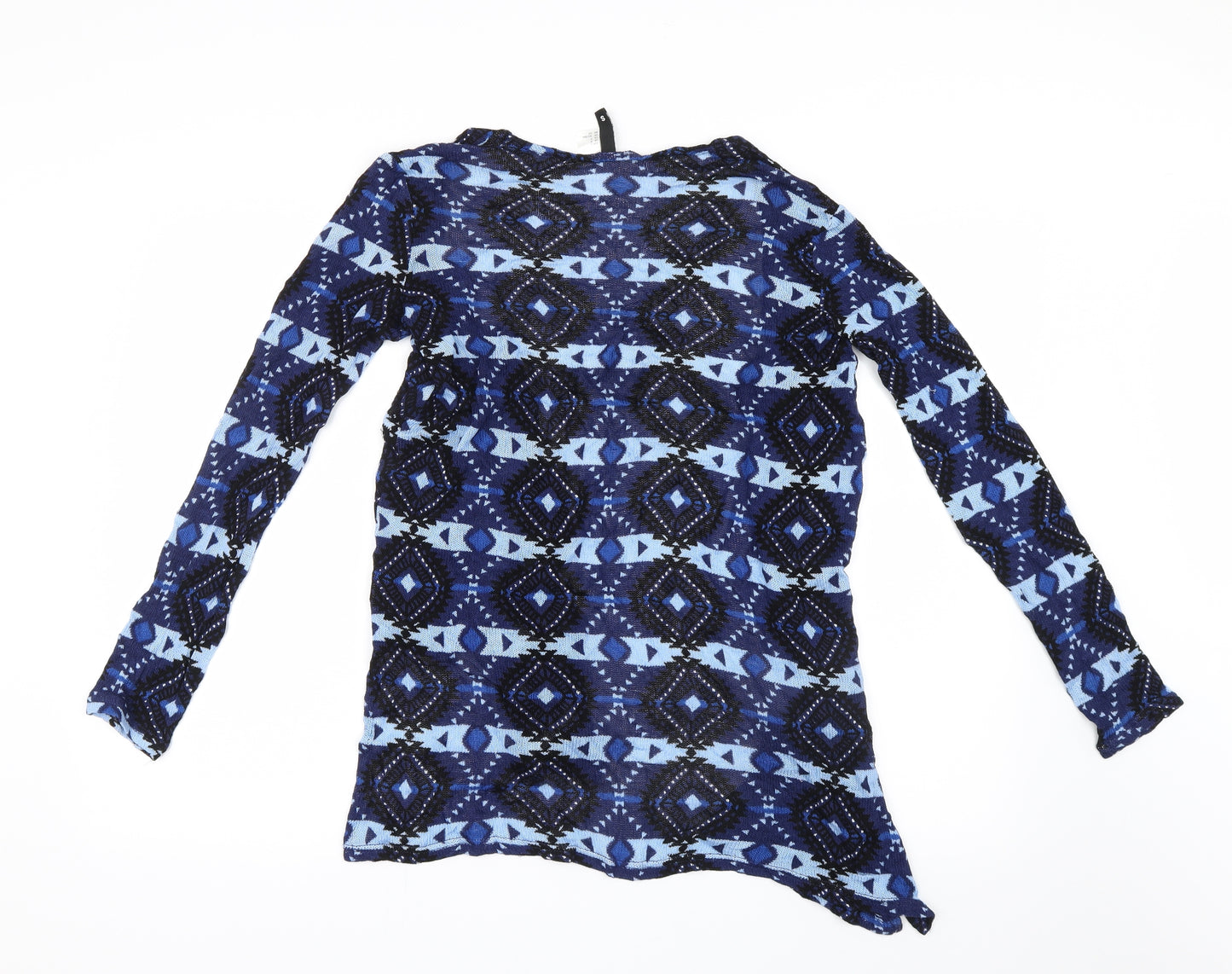 Divided by H&M Womens Blue Geometric Knit Cardigan Jumper Size 6