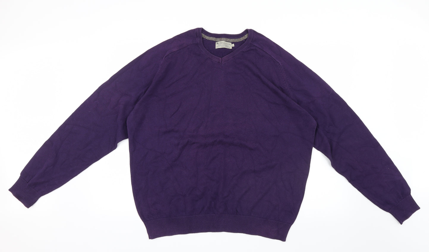 Tu  Mens Purple  Knit Pullover Jumper Size L